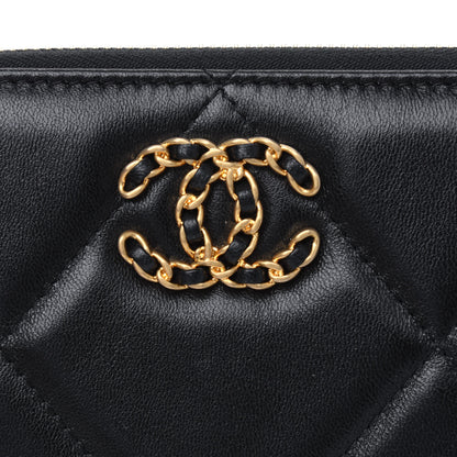 Chanel Lambskin Quilted 19 Long Zipped Around Wallet Black 4 of 4
