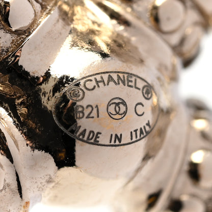 Chanel Pearl Crystal Nefertiti CC Drop Earrings Gold 4 of 5