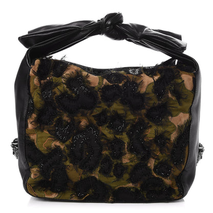 Versace Calfskin Sequin Embellished Printed Palazzo Bow Bag Black 1 of 7