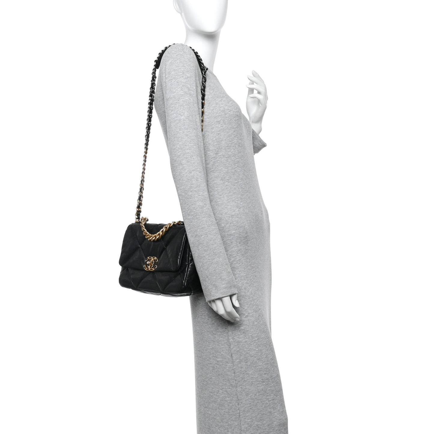 Lambskin Quilted Medium Chanel 19 Flap Black