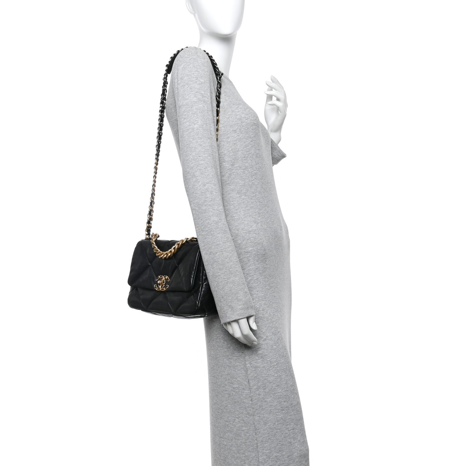 Chanel Lambskin Quilted Medium Chanel 19 Flap Black 2 of 13