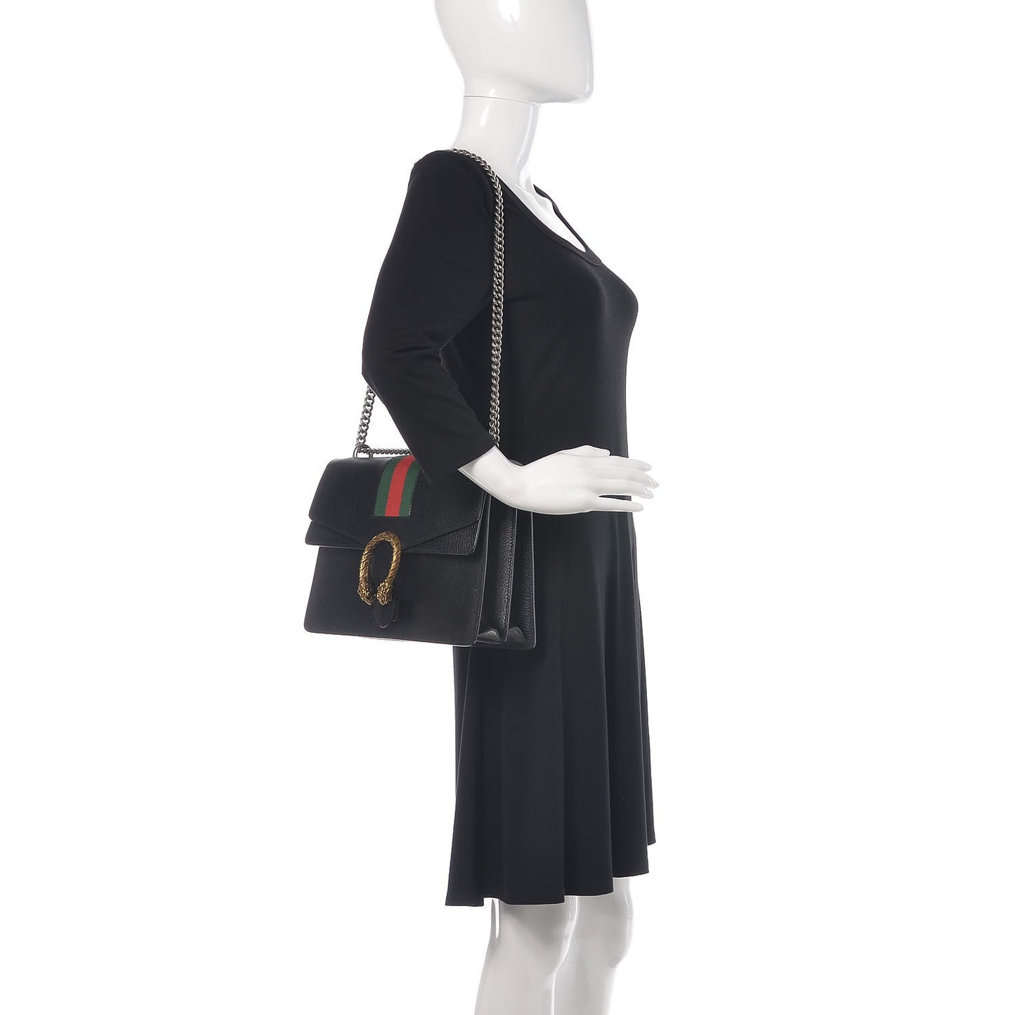 Calfskin Web Medium Dionysus Shoulder Bag Black