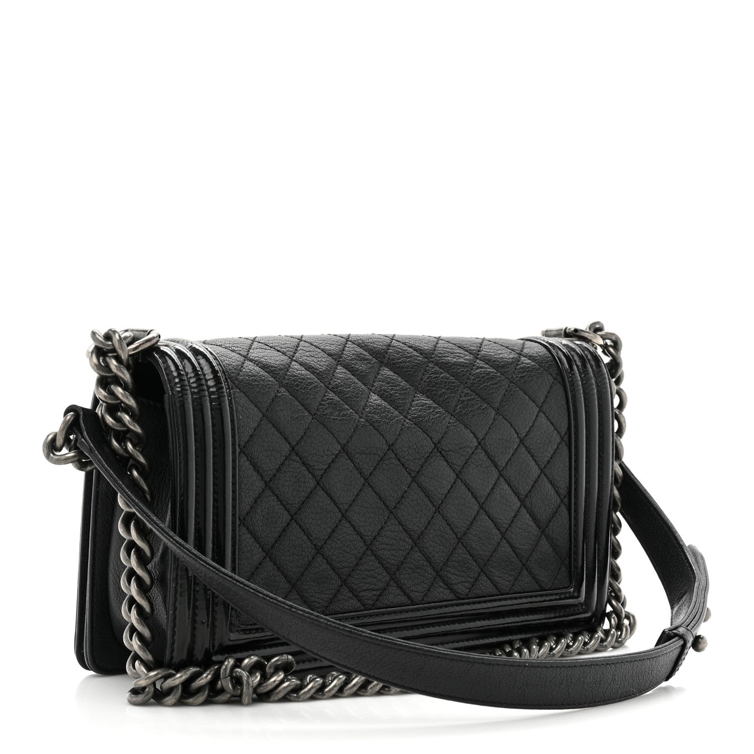Chanel Goatskin Quilted Patent Medium Duo Boy Flap Black 3 of 15
