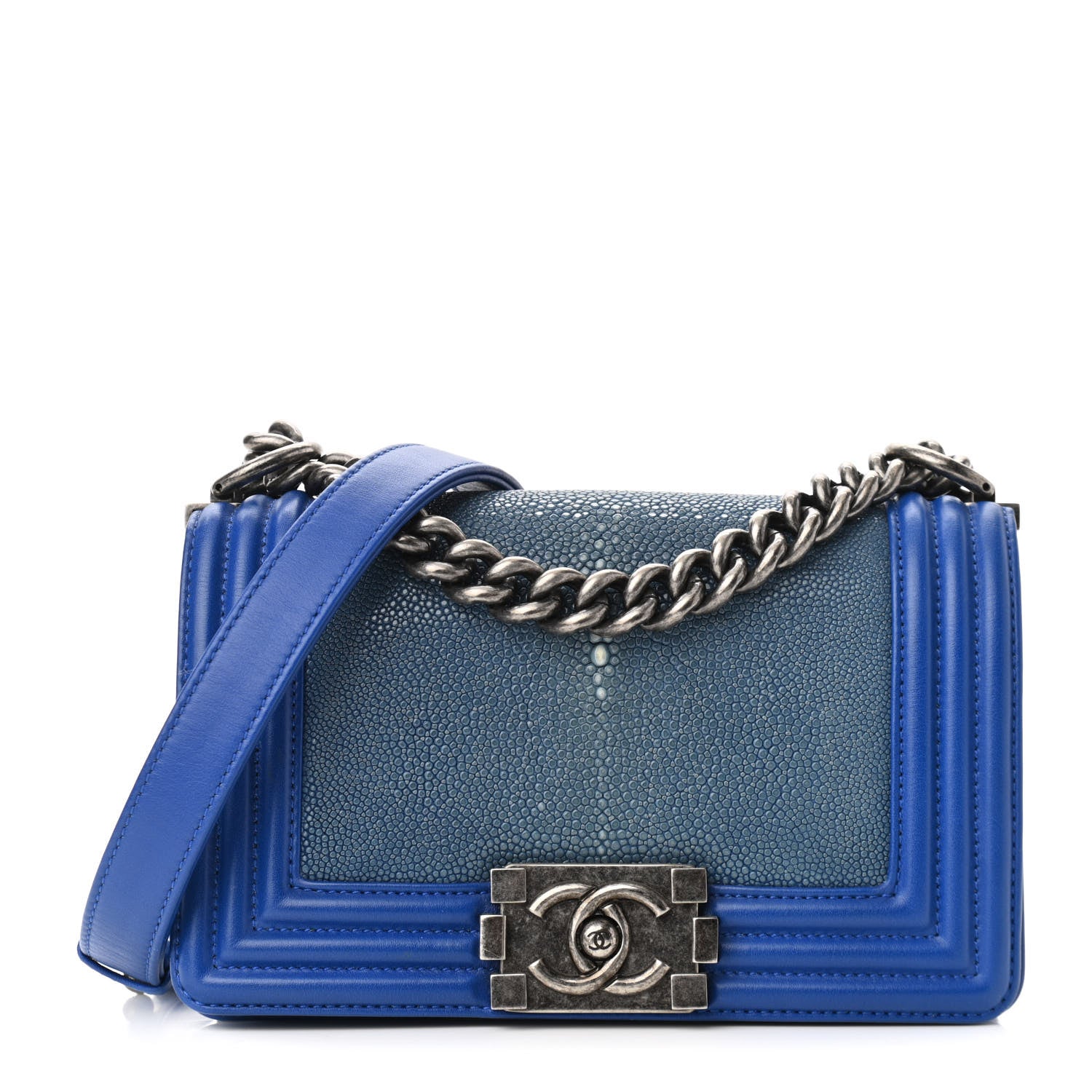 Chanel Galuchat Stingray Small Boy Flap Blue 1 of 10