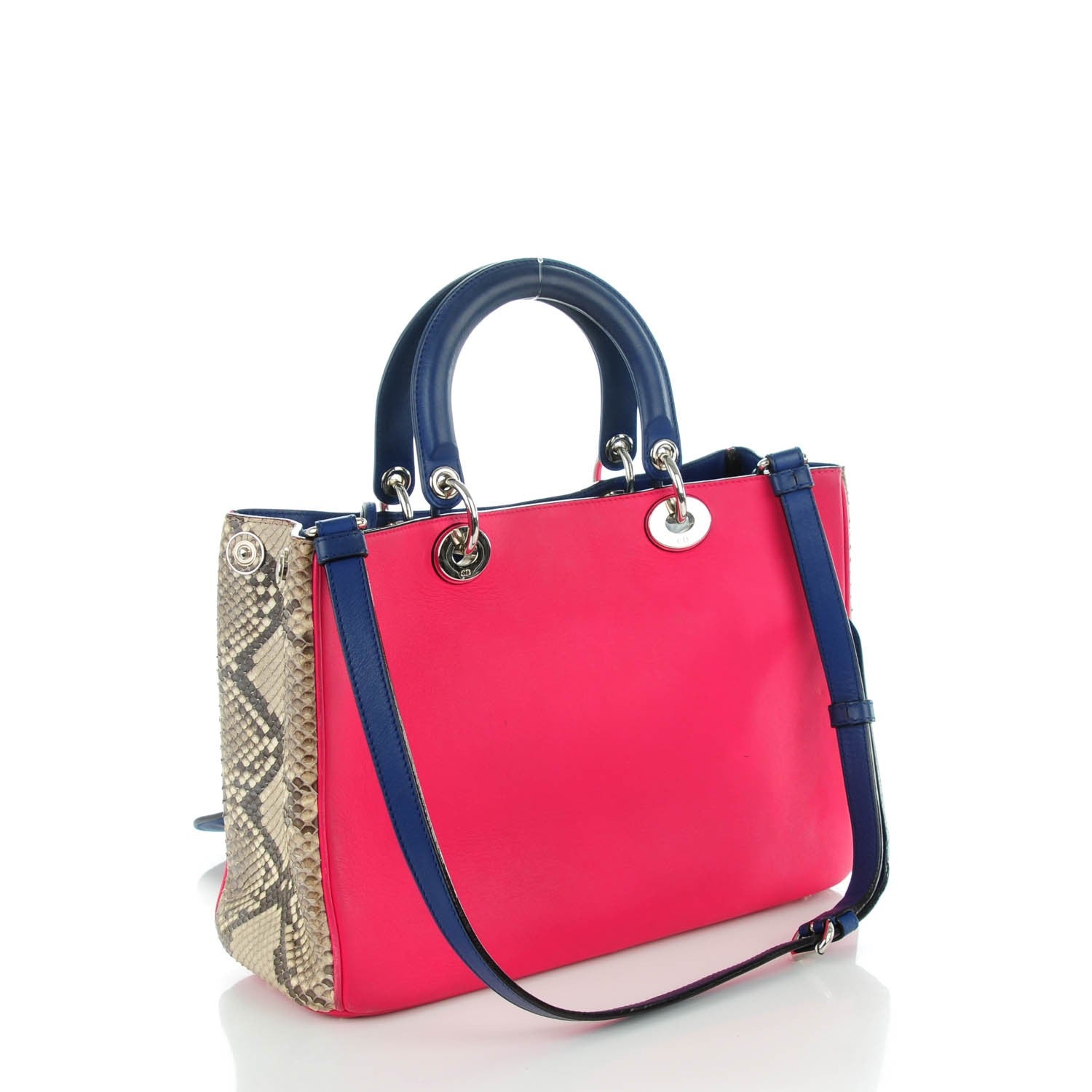 Christian Dior Calfskin Python Medium Diorissimo Fuchsia 4 of 9