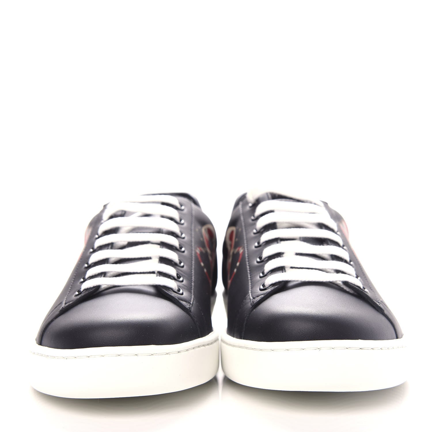Gucci Calfskin Kingsnake Mens Ace Sneakers 8 Black Multicolor 2 of 9