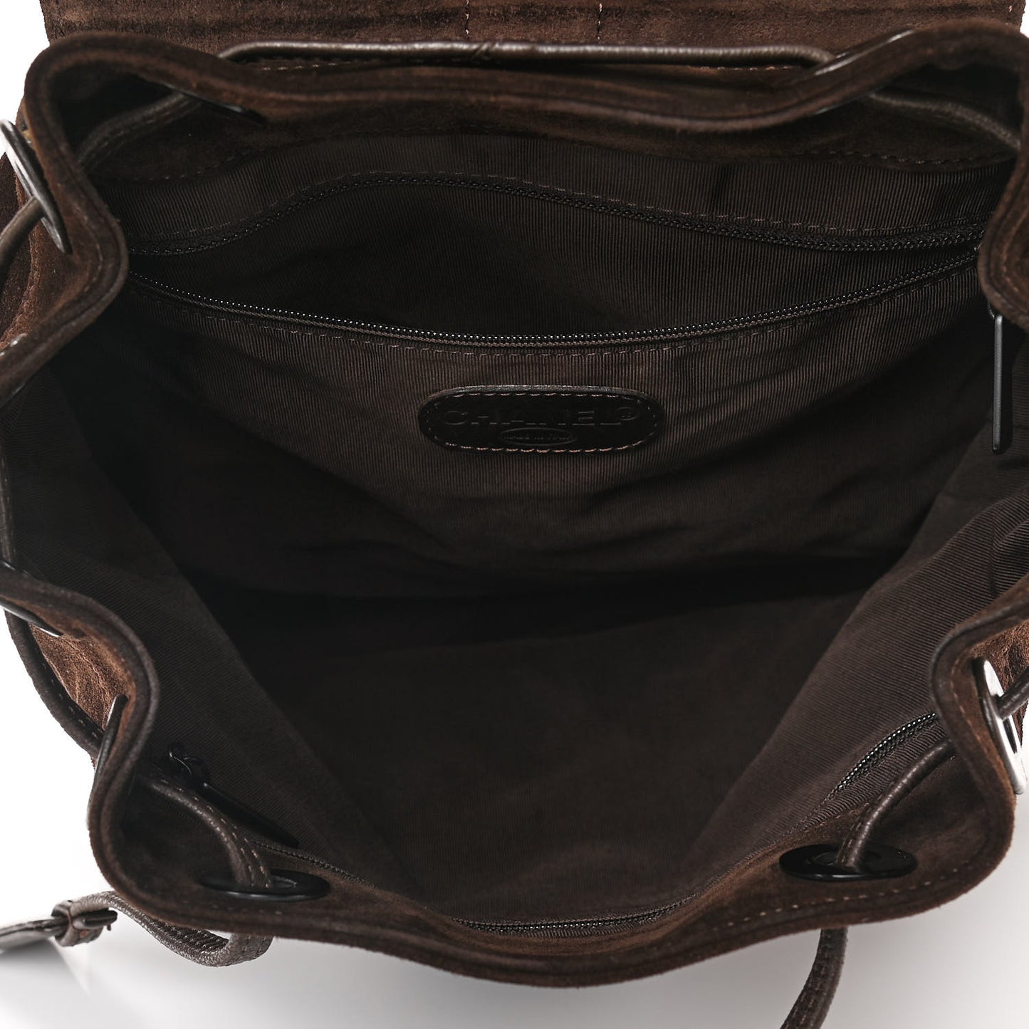 Suede CC Drawstring Backpack Brown