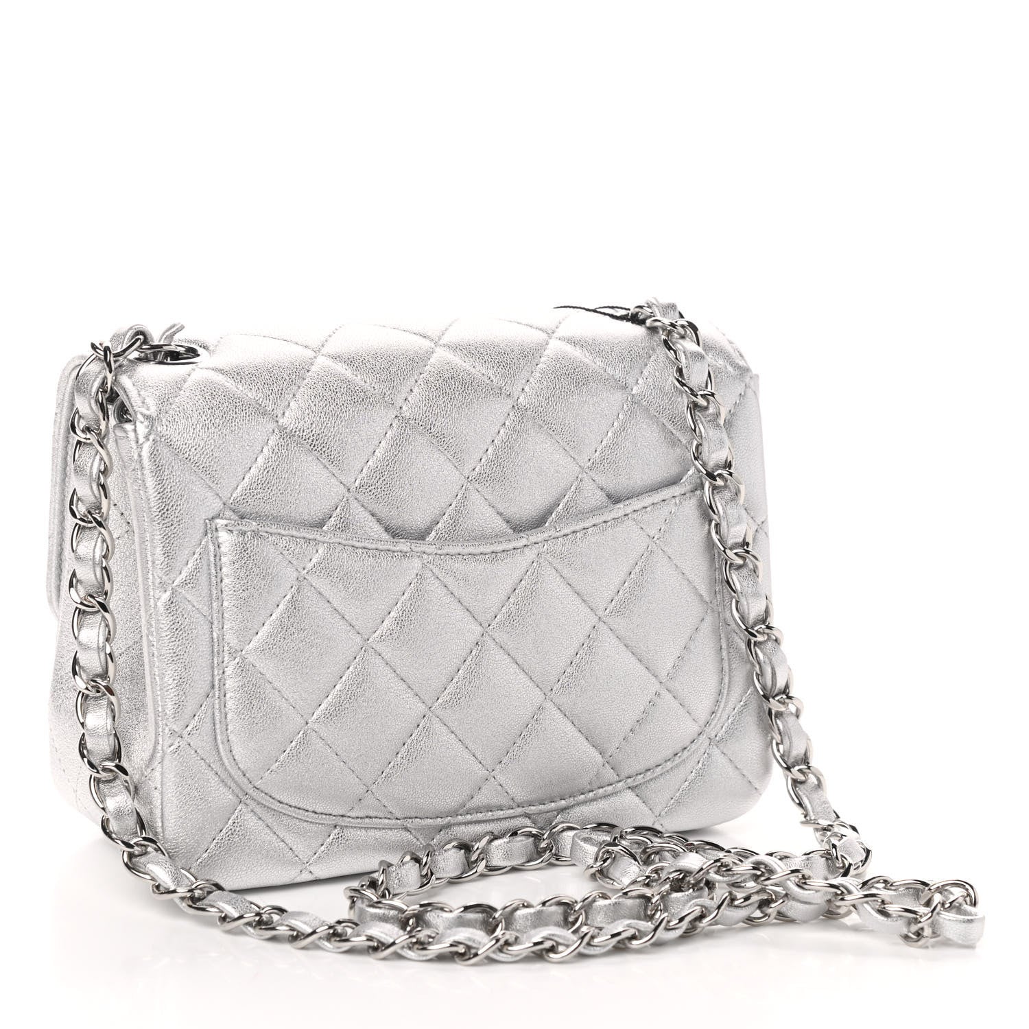 Chanel Metallic Lambskin Quilted Mini Square Flap Silver 3 of 10