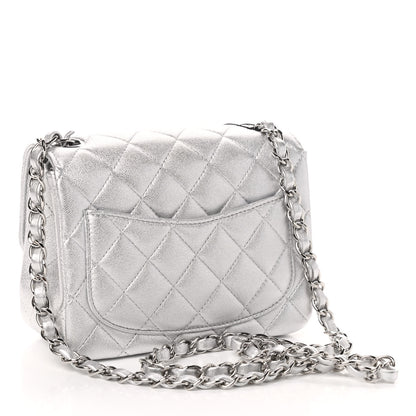Chanel Metallic Lambskin Quilted Mini Square Flap Silver 3 of 10