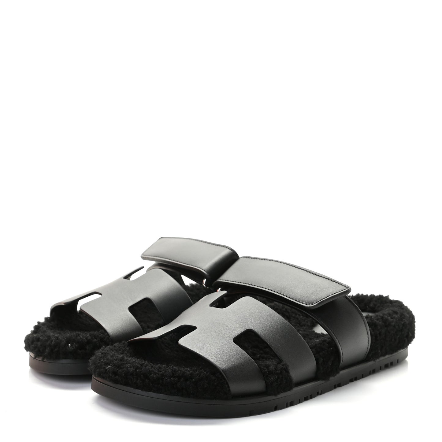 Calfskin Woolskin Womens Chypre Sandals 37 Black