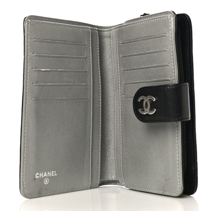 Chanel Lambskin Camellia Embossed Zipped Pocket Wallet Black 5 of 20