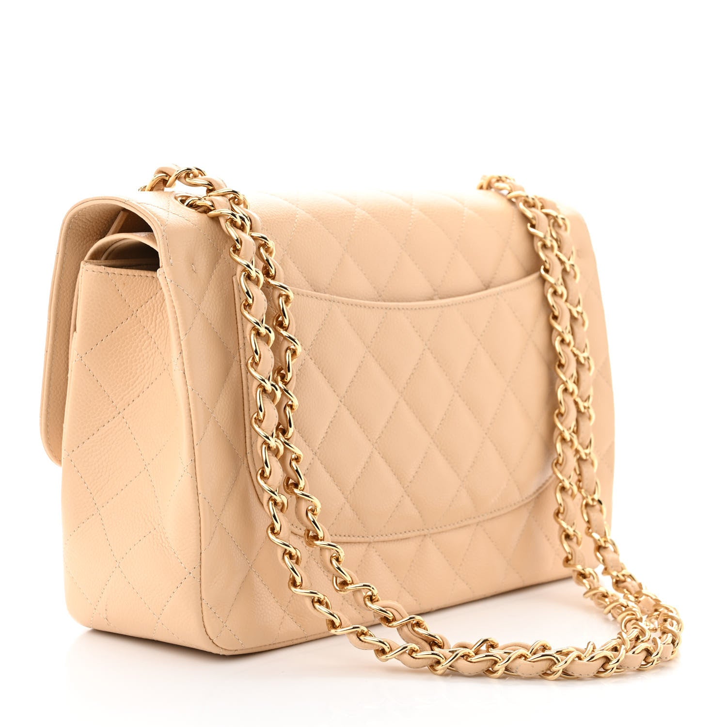 Chanel Caviar Quilted Jumbo Double Flap Light Beige 3 of 12