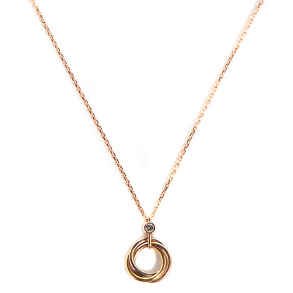 Cartier 18K Pink Yellow White Gold Diamond Trinity Pendant Necklace 1 of 6