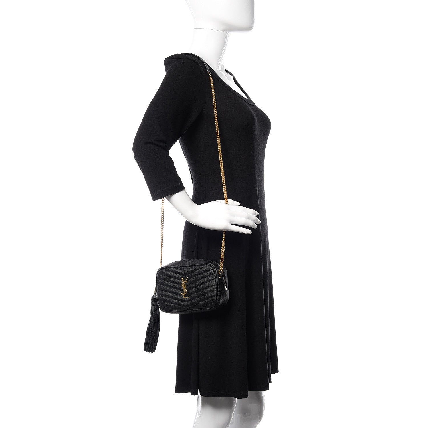 Saint Laurent Grain De Poudre Matelasse Monogram Mini Lou Camera Bag Black 2 of 11