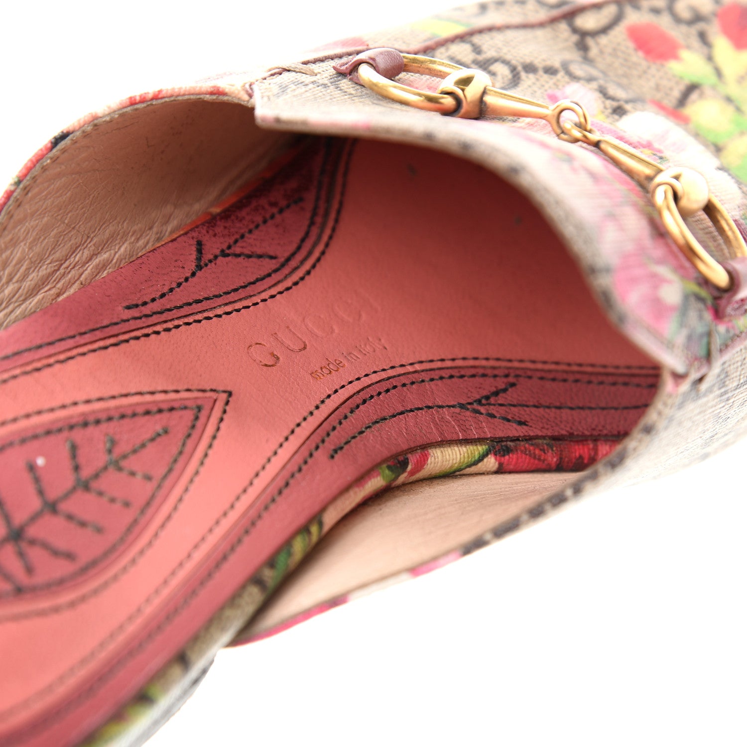 Gucci GG Supreme Monogram Blooms Womens Princetown Slippers 37 Beige Multicolor Dry Rose 7 of 9