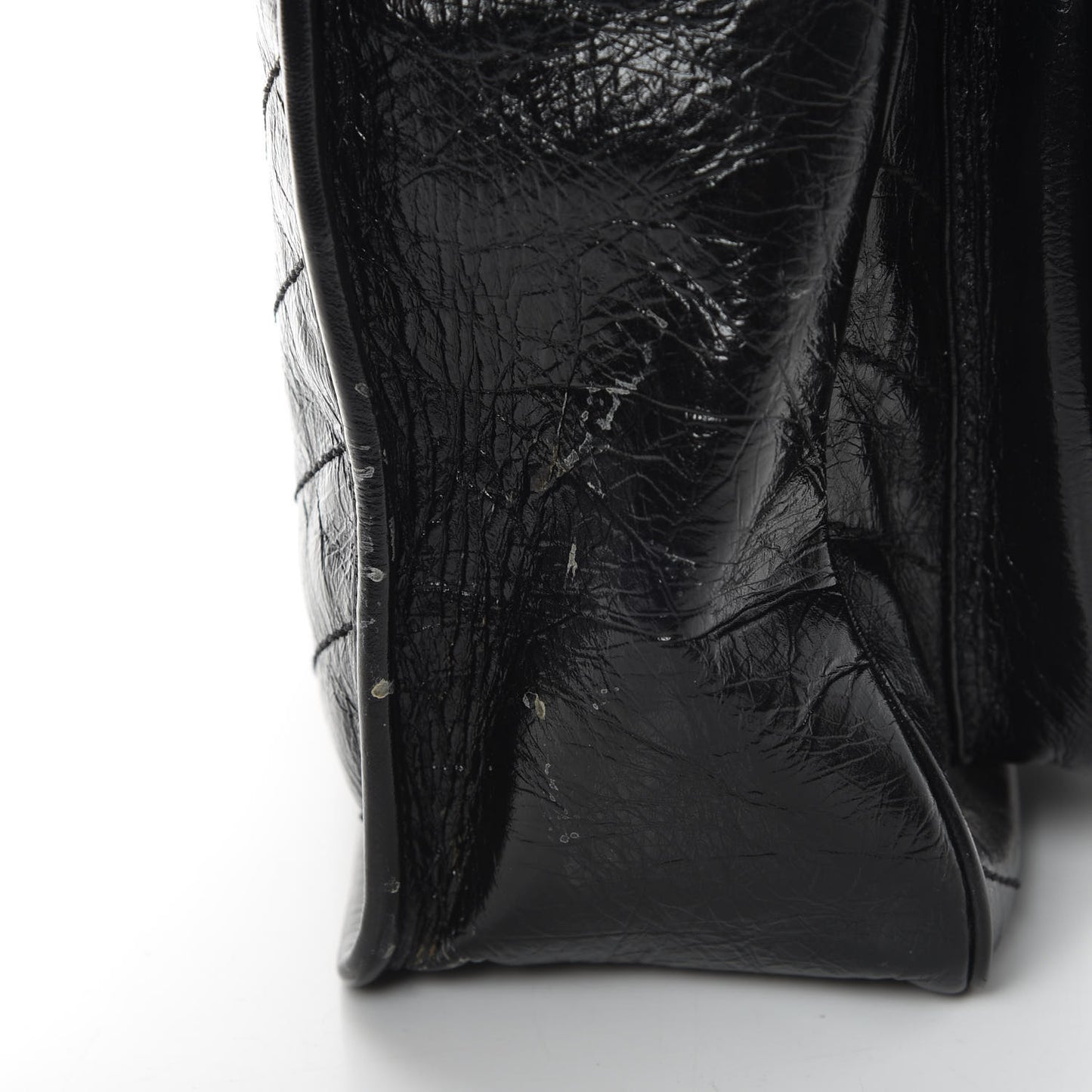 Crinkled Calfskin Matelasse Monogram Large Niki Chain Satchel Black
