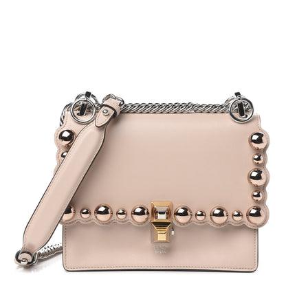 Fendi Vitello Liberty Pearl Scalloped Studded Small Kan I Shoulder Bag Soap 1 of 9