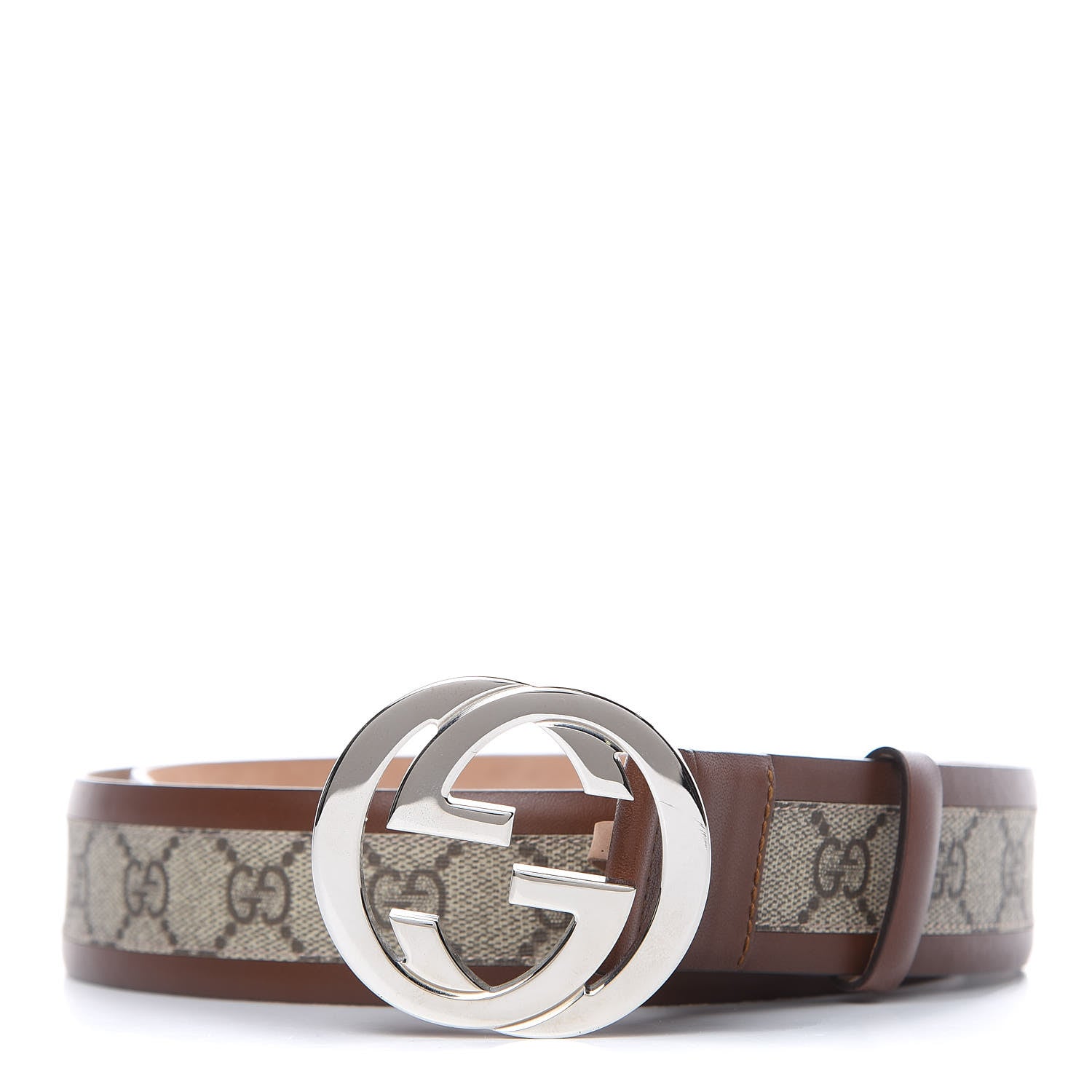 Gucci GG Supreme Monogram Selleria Interlocking G 40mm Belt 95 38 Beige Ebony Cuir 1 of 7