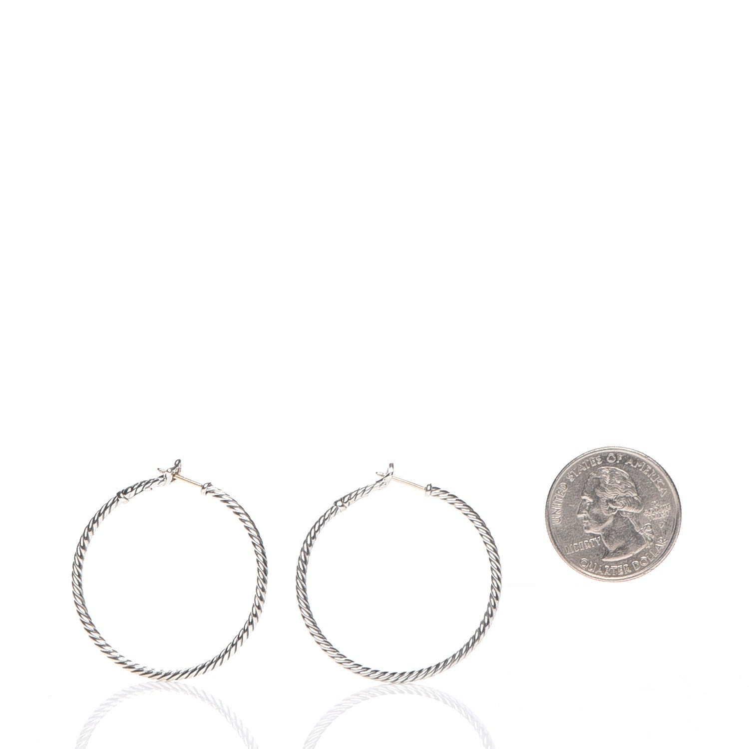 David Yurman Sterling Silver Large Cable Classics Hoop Earrings 2 of 4