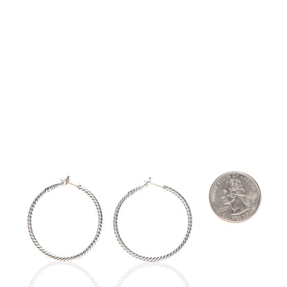 David Yurman Sterling Silver Large Cable Classics Hoop Earrings 2 of 4
