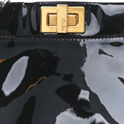 Fendi Patent Mini Plexi Handle Peekaboo Iconic Satchel Black Blue 8 of 10