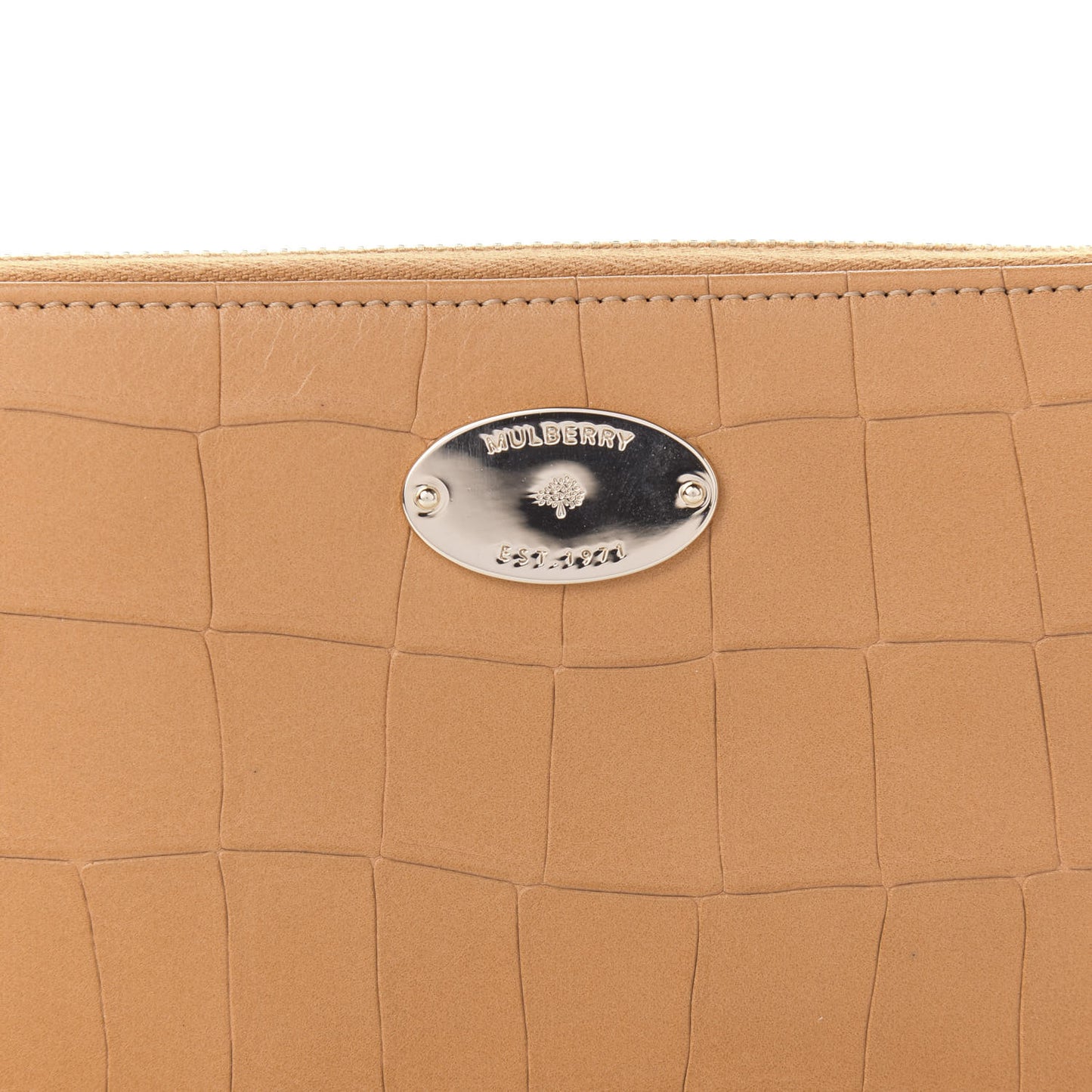Crocodile Embossed Zip Around Wallet Camel