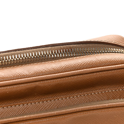 Prada Saffiano Lux Double Zip Crossbody Bag Caramel 9 of 13