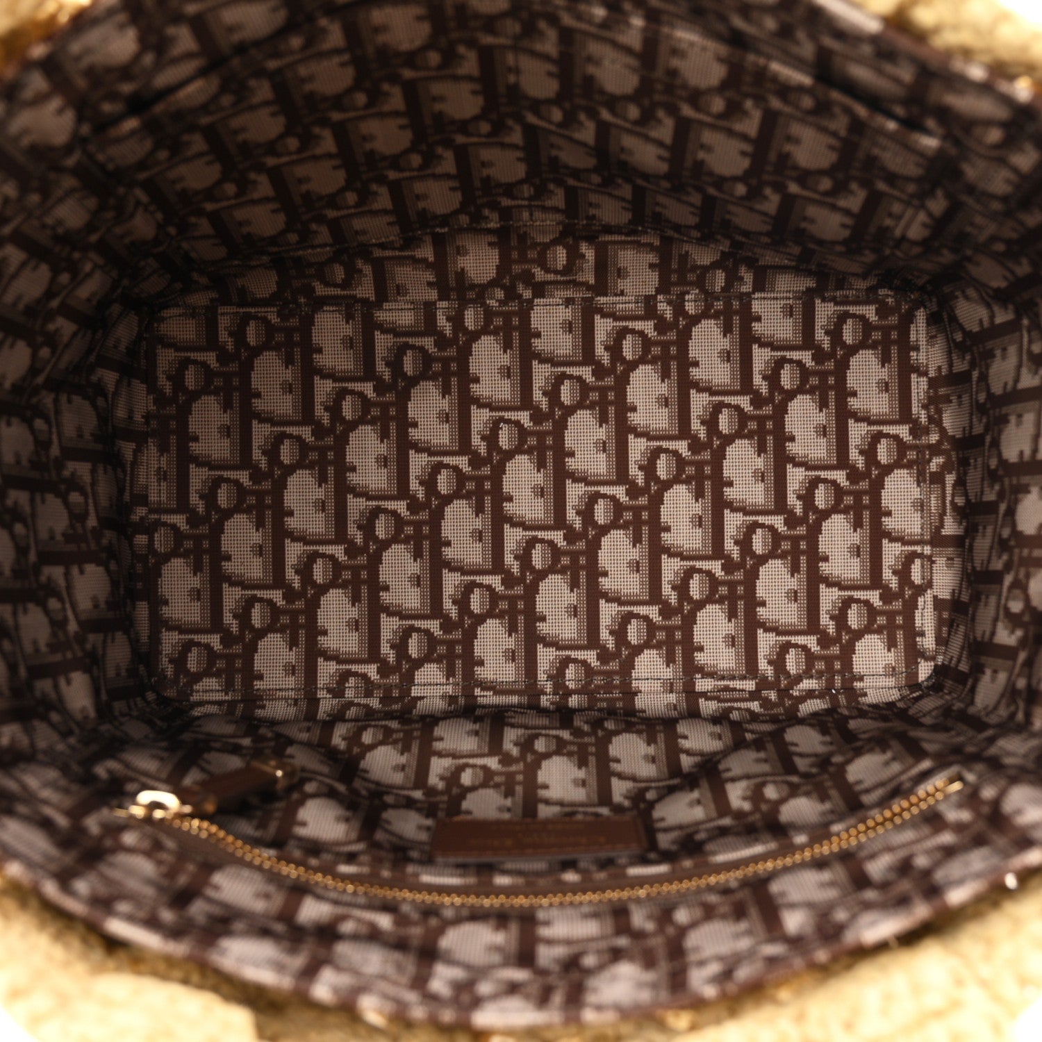 Christian Dior Woven Raffia Floral Embellished Small Book Tote Natural 5 of 11