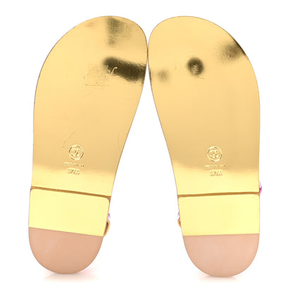 Chanel Metallic Laminated Calfskin Crystal Star CC Velcro Dad Sandals 37.5 Pink Orange Yellow 6 of 8
