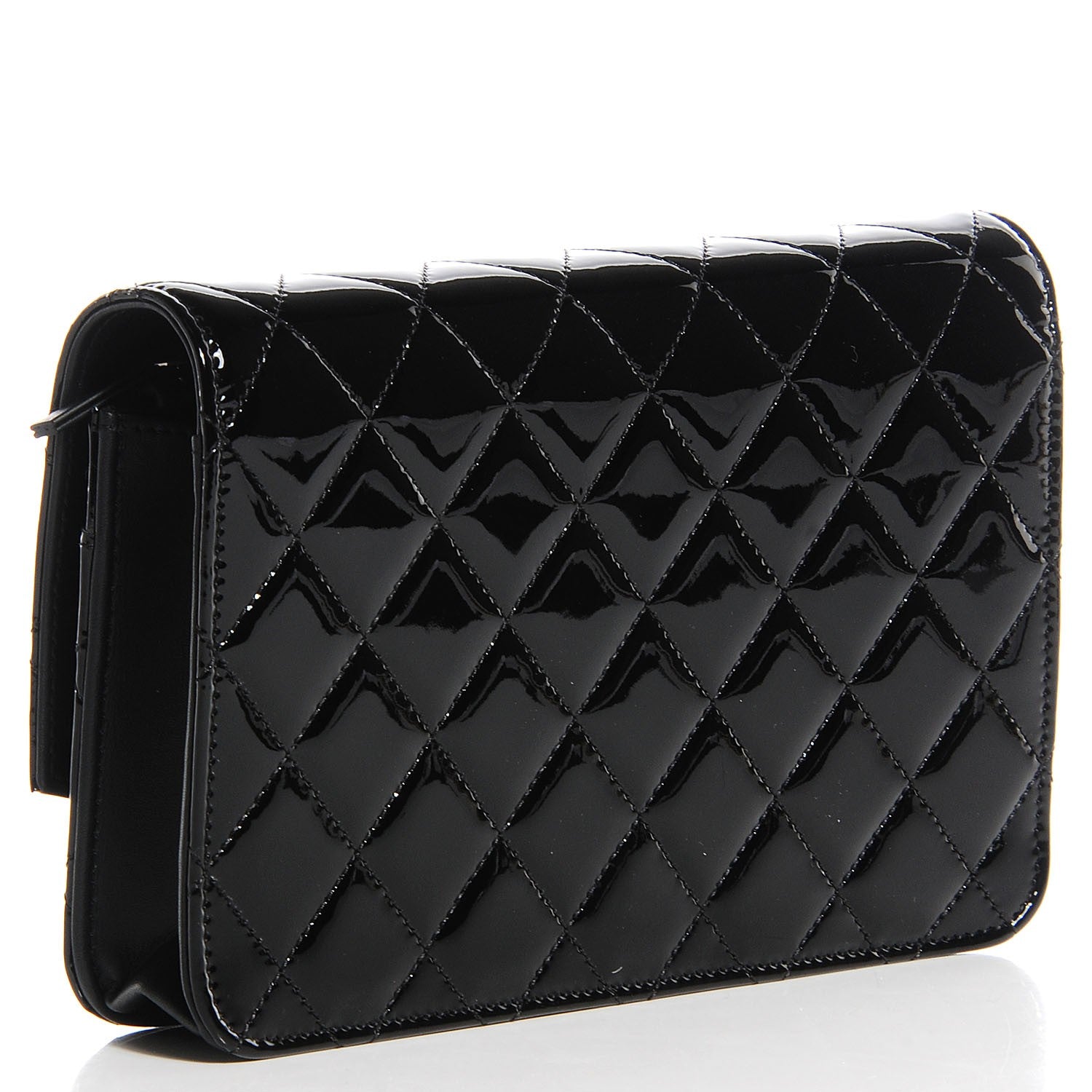 Chanel Patent Quilted Brilliant Wallet On Chain WOC Black 3 of 8