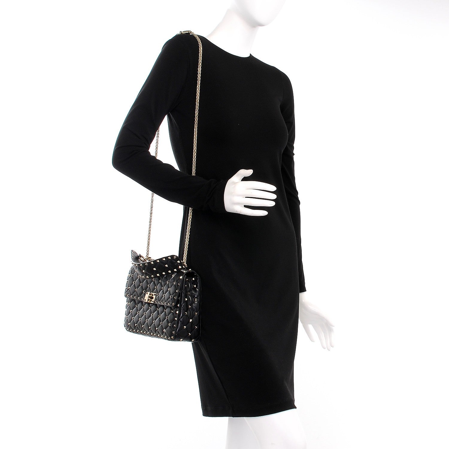 Valentino Garavani Lambskin Medium Rockstud Spike Shoulder Bag Black 2 of 9