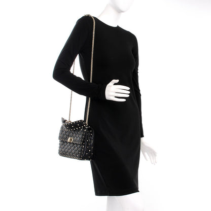 Valentino Garavani Lambskin Medium Rockstud Spike Shoulder Bag Black 2 of 9
