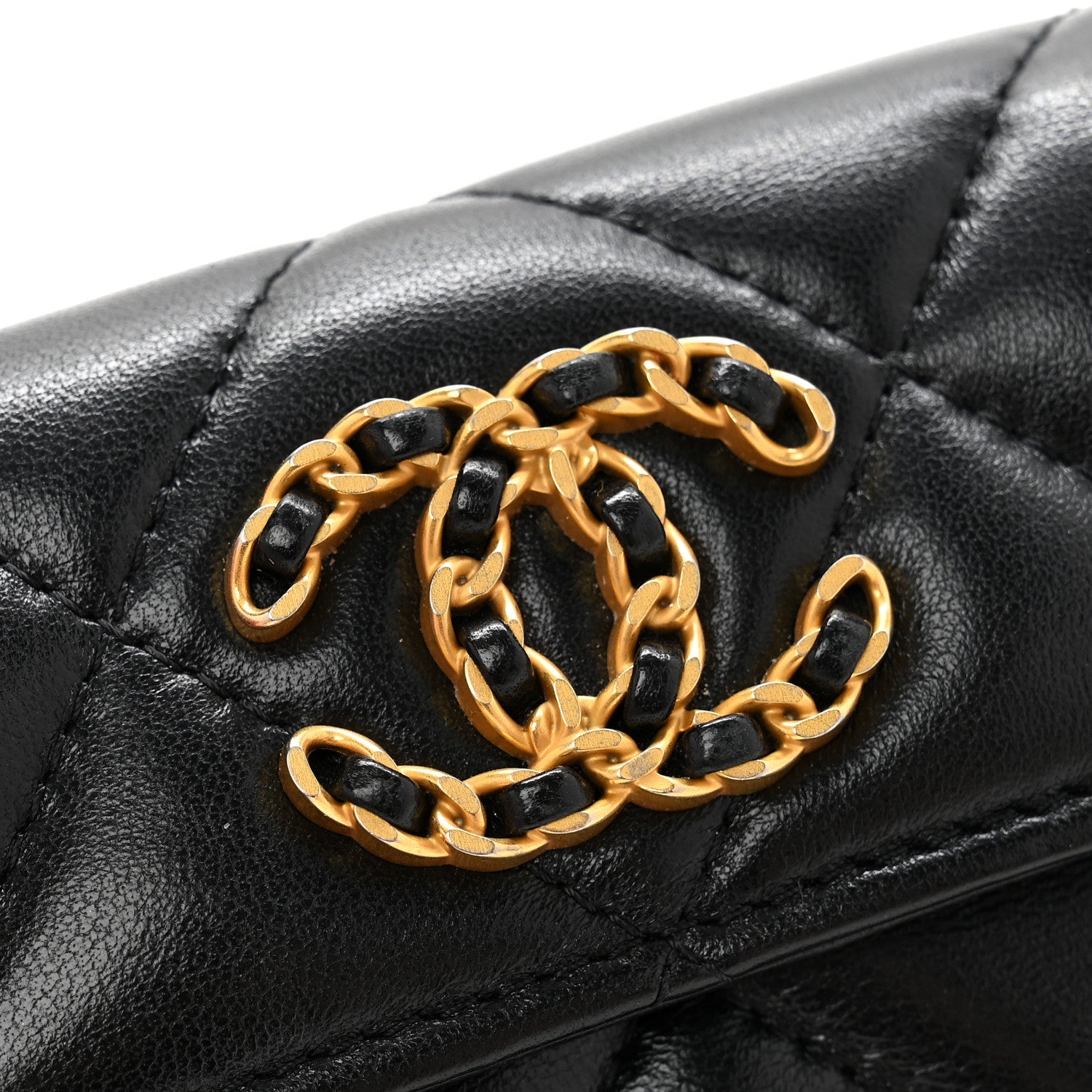 Chanel Lambskin Quilted Chanel 19 Flap Card Holder Black 10 of 12