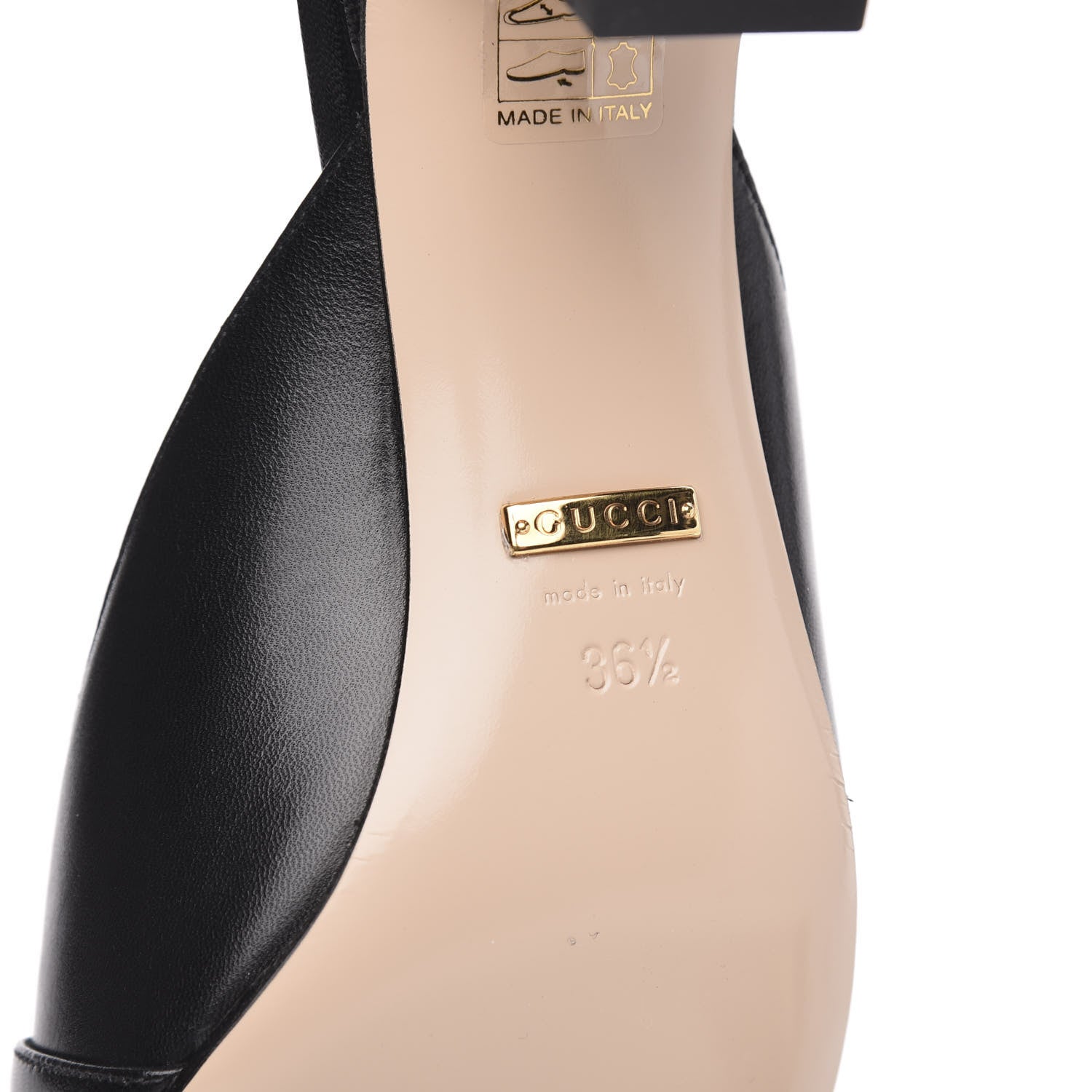 Gucci Malaga Kid Half Moon GG Square Toe Slide Sandals 36.5 Black 6 of 9