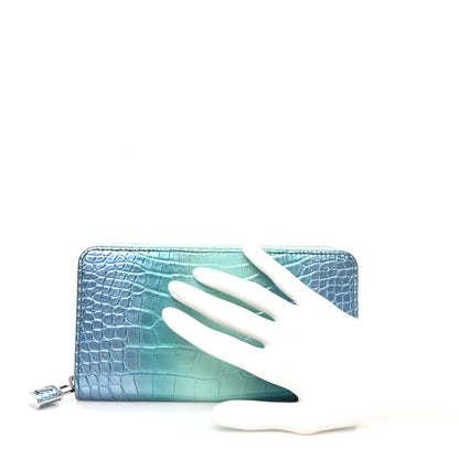 Louis Vuitton Crocodile Zippy Wallet Blue Green 2 of 6
