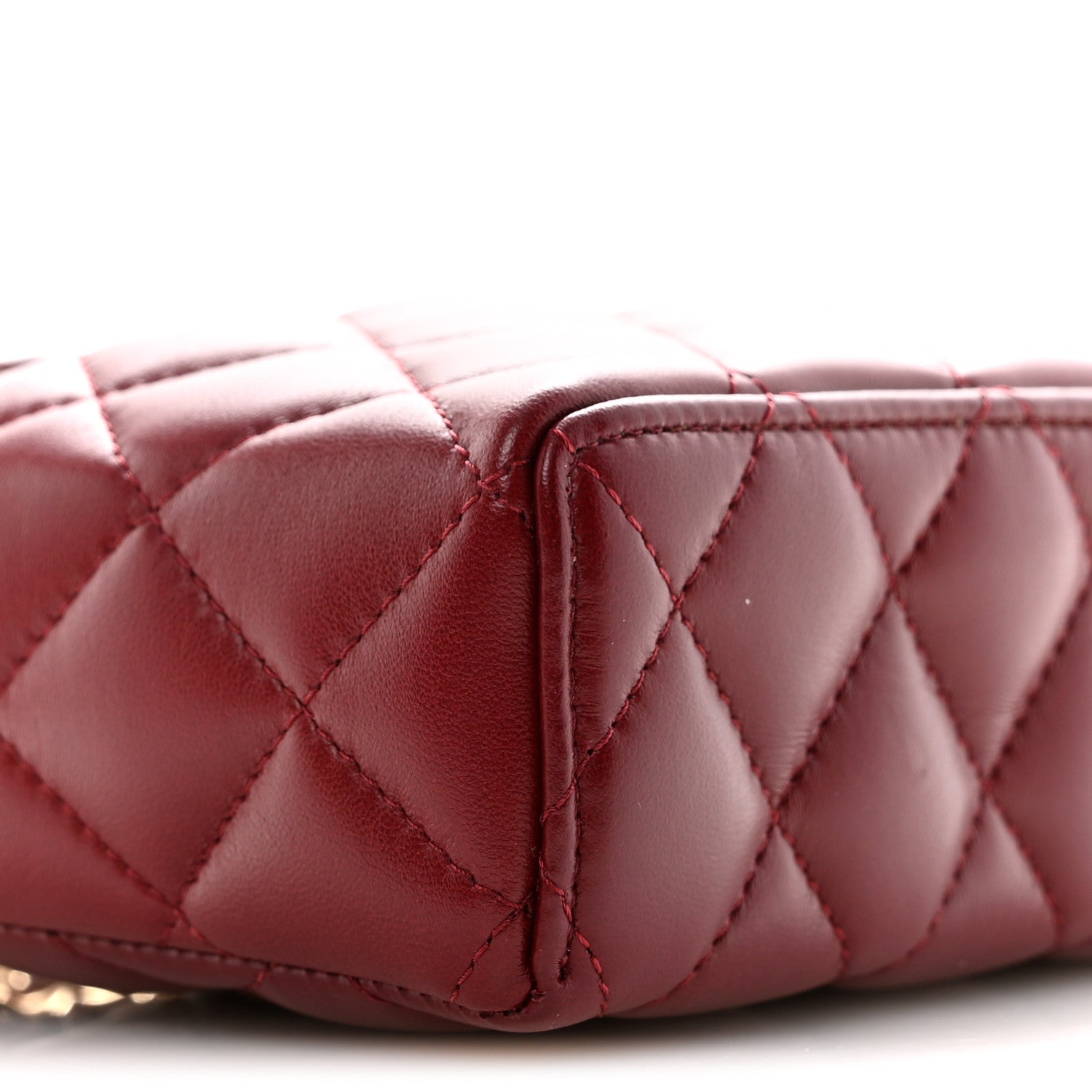 Chanel Lambskin Quilted Top Handle Slim Vanity With Chain Burgundy 9 of 11