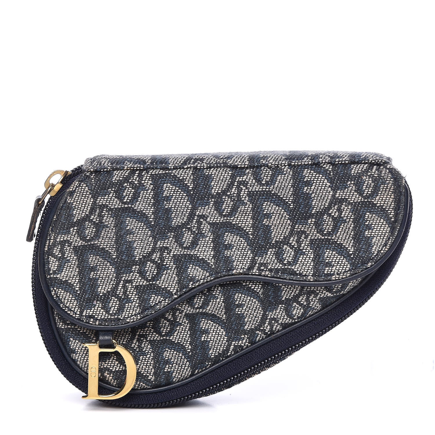 Christian Dior Monogram Mini Saddle Zip Pouch Navy Blue 1 of 12