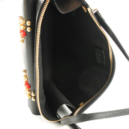Fendi Vitello Elite Studded Monster Crossbody Bag Black 5 of 9