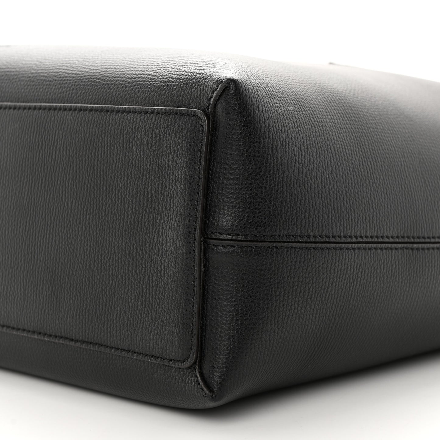 Grainy Calfskin Haymarket Check Medium Reversible Tote Black