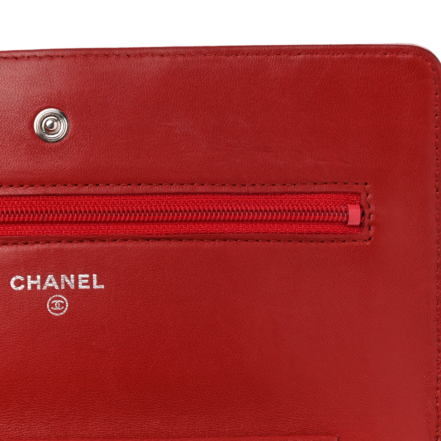 Chanel Lambskin Quilted Wallet On Chain WOC Red 12 of 14