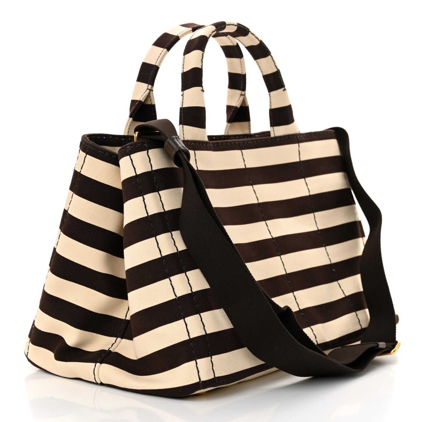 Canapa Striped Logo Tote Tabacco