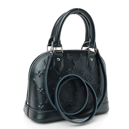 Louis Vuitton Metallic Calfskin Debossed Monogram Alma BB Steel Blue 3 of 9