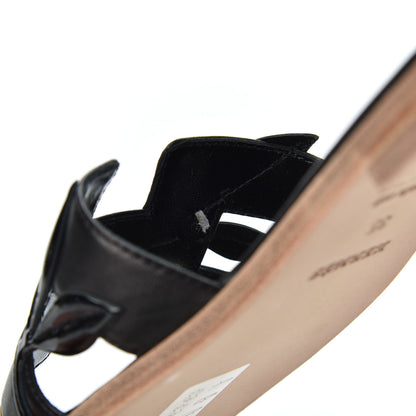 Hermes Nappa Patent Laurel Oran Sandals 35 Black 17 of 18
