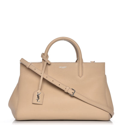 Saint Laurent Grained Calfskin Small Rive Gauche Dark Beige 1 of 9
