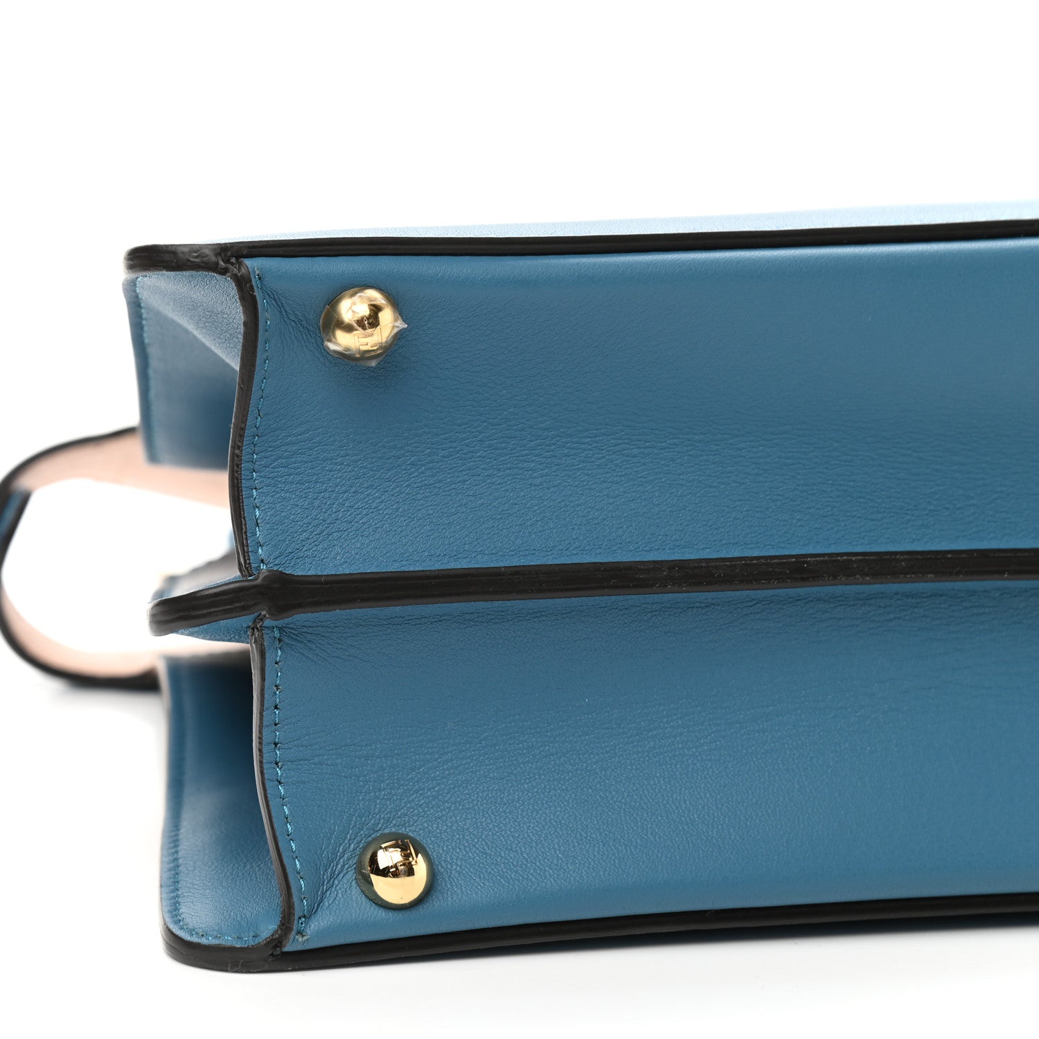 Fendi Vitello Seta Shiny Nappa Medium Peekaboo I SEE U Satchel Blue Velvet Light Rose 5 of 11