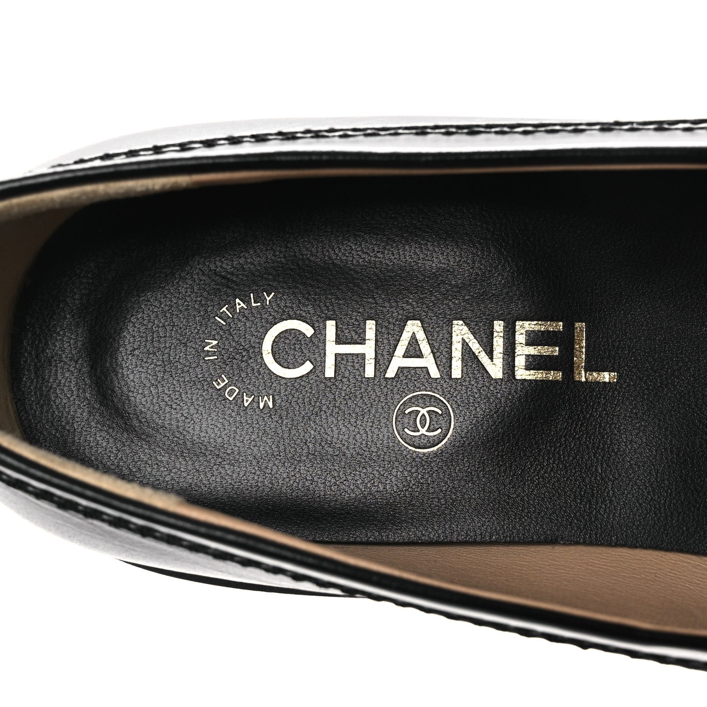 Calfskin Enamel Charms Mocassin Loafers 39.5 Black