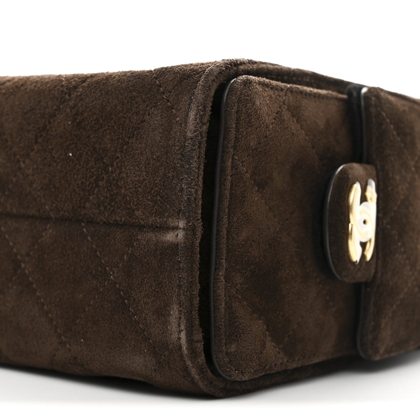 Suede Quilted Mini Chanel 25 Handbag Dark Brown