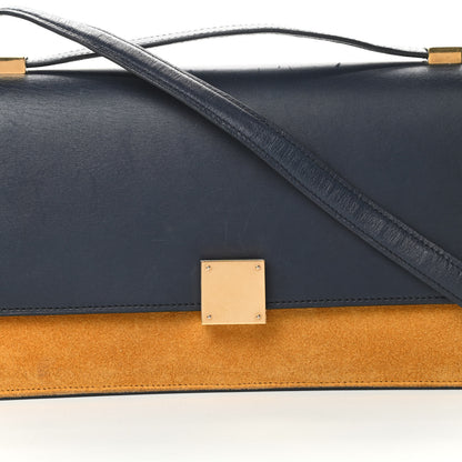 Celine Calfskin Suede Bi-Color Small Case Flap Navy Blue Yellow 8 of 18