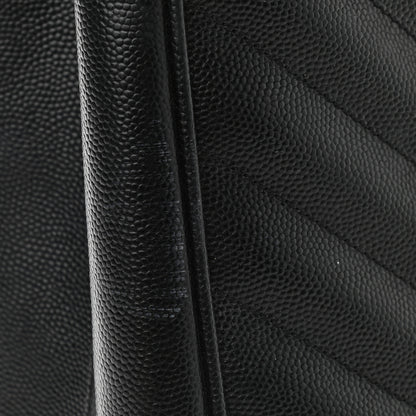 Saint Laurent Grain De Poudre Matelasse Chevron Monogram Shopping Bag Black 9 of 11