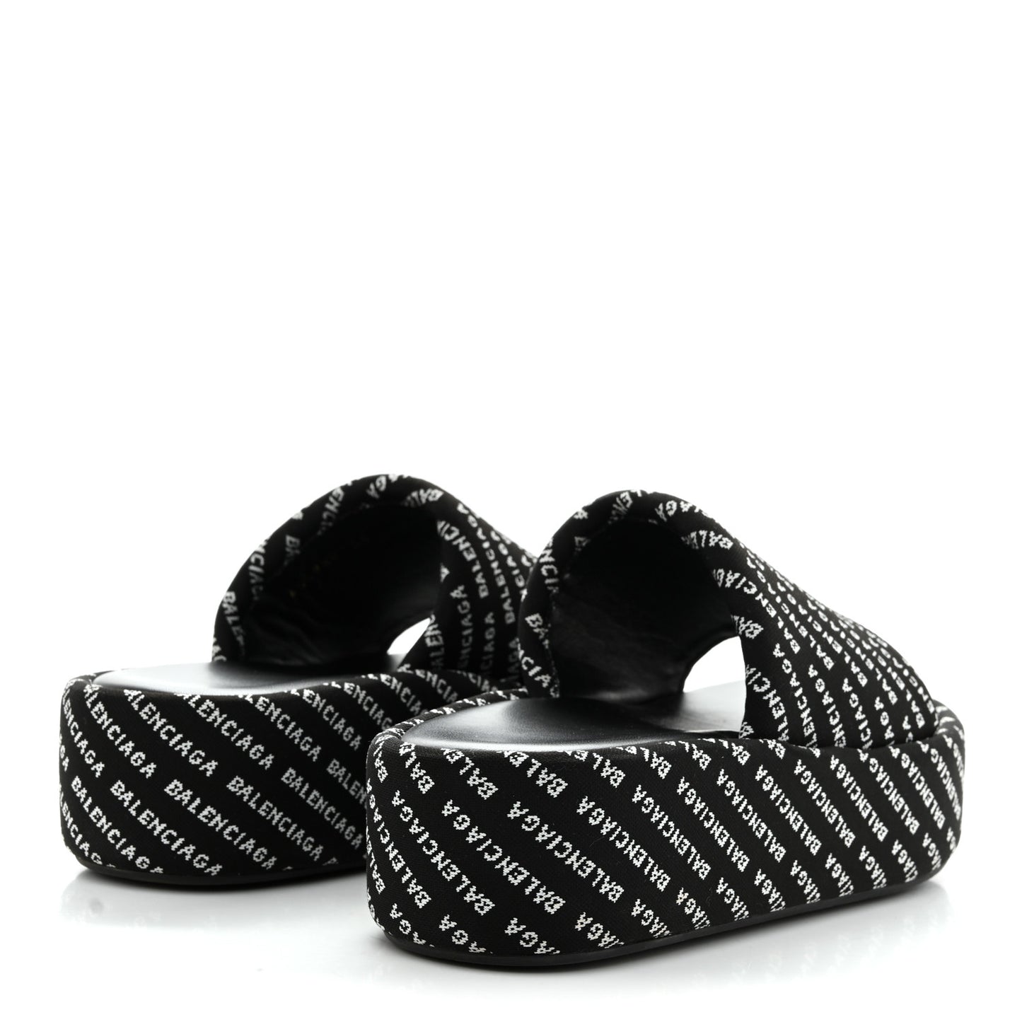 Jacquard Allover Logo Rise Platform Sandals 36 Black White